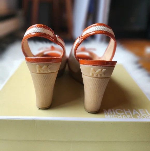 Michael Kors White & Orange Wedge Heels - Picture 7 of 7